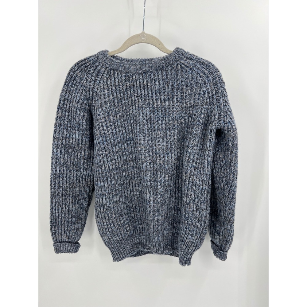 Vintage Brenire Scotland Hand Framed Pure New Wool Chunky Marl Knit Sweater L